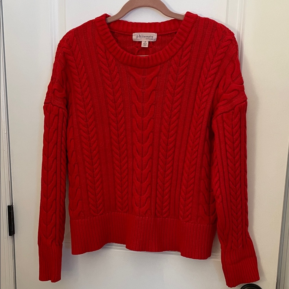 Philosophy Vibrant Red Cable Knit Sweater